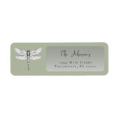 Sage Green Dragonfly Trouwadres Etiket (Voorkant)