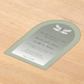 Sage Green Dragonfly Wedding Acryl Uitnodigingen (Laagn)