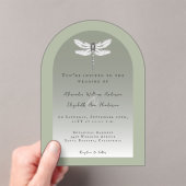Sage Green Dragonfly Wedding Acryl Uitnodigingen (Insitu (Draagbaar))