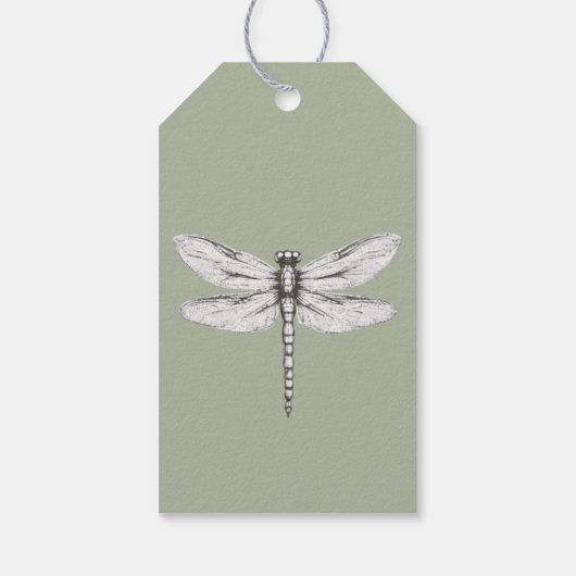 Sage Green Dragonfly Wedding Favoriet Cadeaulabel (Achterkant)