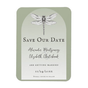 Sage Green Dragonfly Wedding Magneet