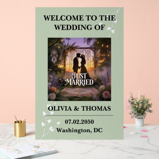 Sage Green Dream Pattern Wedding Acryl Bord (Huwelijk)