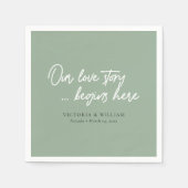 Sage Green Dreams: betoverend script bruiloft Servet (Voorkant)