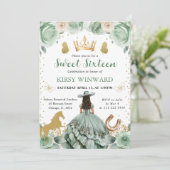Sage Green Dress Western Princess Sweet 16 Kaart (Staand voorkant)