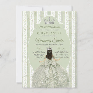 Sage Green Dress with Bow Quinceañera Birthday Kaart