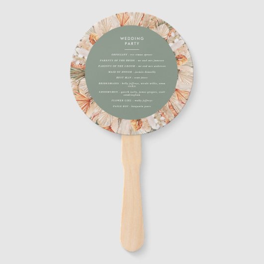 sage green dry gedroogd botanisch script elegant b handwaaier (Achterkant)