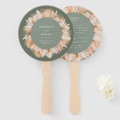 sage green dry gedroogd botanisch script elegant b handwaaier (Voorkant en achterkant)