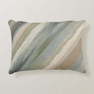 Sage Green Dusty Blue Beige Cream Abstract Stripe Accent Kussen