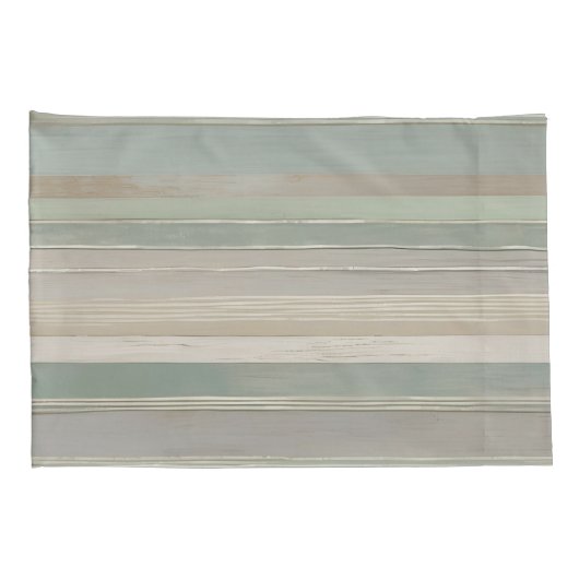 Sage Green Dusty Blue Taupe Grijs Boerderij Streep Kussensloop (Achterkant-Rechts)