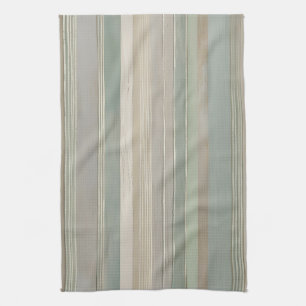 Sage Green Dusty Blue Taupe Grijs Boerderij Streep Theedoek