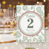 Sage Green Dusy Roos op White Table Number Briefkaart