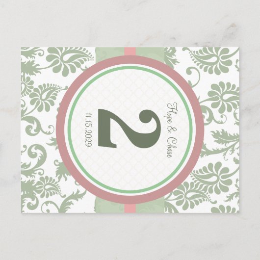 Sage Green Dusy Rose sur le numéro de table blanc (Dos)