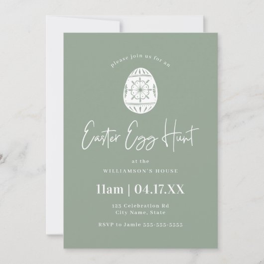 Sage Green Easter Egg Hunt Kaart (Voorkant)