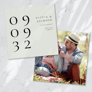 Sage Green Eenvoudige Fotobruiloft Save The Date