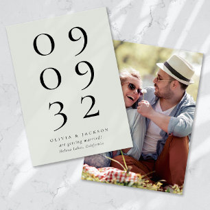 Sage Green Eenvoudige Typografie Fotobruiloft Save The Date