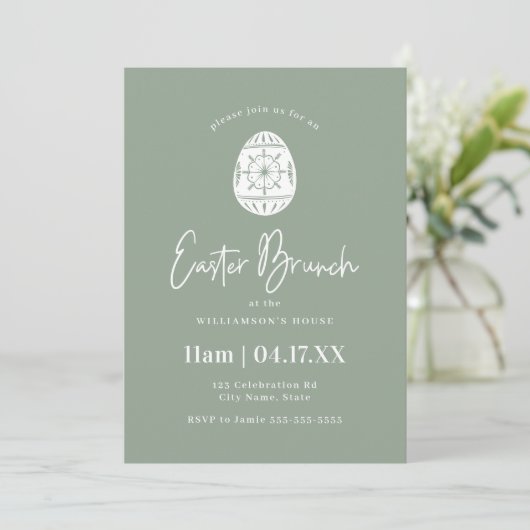 Sage Green Egg Brunch de Pâques Invitation (Debout devant)
