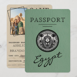 Sage Green Egypte Paspoort Huwelijk Save the Date