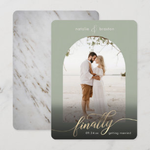 Sage Green eindelijk getrouwd en venster foto Save The Date