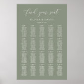 Sage Green Elegant 20 tafel Zitkaart Poster (Voorkant)