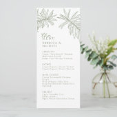 Sage Green Elegant Botanique Mariage Menu (Debout devant)