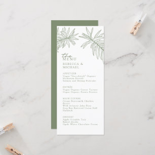 Sage Green Elegant Botanique Mariage Menu