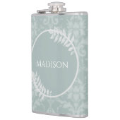 Sage Green Elegant Damask Flask Heupfles (Links)