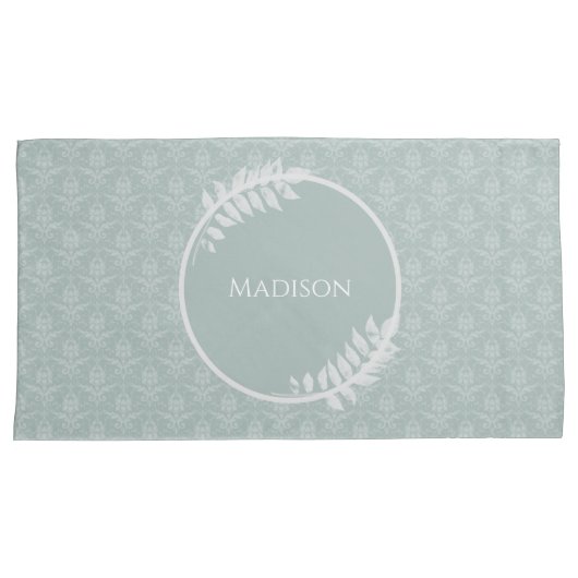 Sage Green Elegant Damask Kussensloop (Voorkant-Rechts)