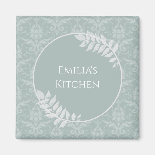 Sage Green Elegant Damask Magnet personnalisé (Devant)