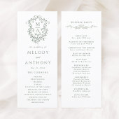 Sage Green Elegant Floral Crest Wedding Ceremony Programma