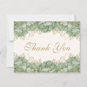 Sage Green Elegant Floral Quinceanera Bedankkaart (Voorkant)