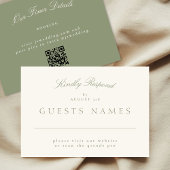 Sage Green Elegant Formele Huwelijk QR CODE RSVP Notitiekaartje