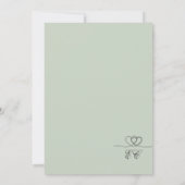 Sage Green Elegant Hearts Calligraphy Wedding Kaart (Achterkant)