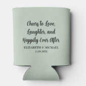 Sage Green Elegant Huwelijk Proost om van te houde Blikjeskoeler (Achterkant)