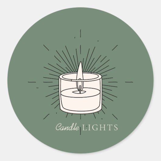 Sage green Elegant Light Handmade Candle Ronde Sticker (Voorkant)
