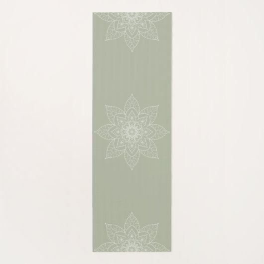 Sage Green Elegant Mandala Namaste Persoonlijk Yogamat (Achterkant)