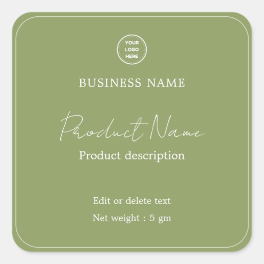 Sage Green Elegant Modern Minimal Product Label (Voorkant)
