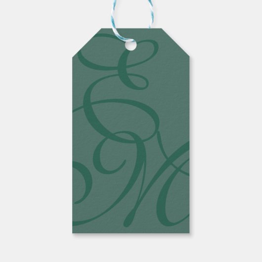 Sage Green Elegant Monogram Huwelijk Bedankt Cadeaulabel (Achterkant)