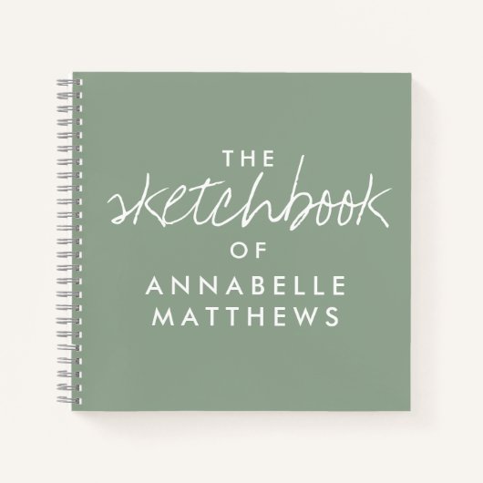 Sage Green Elegant Monogram Sketchbook Notitieboek (Voorkant)