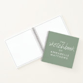 Sage Green Elegant Monogram Sketchbook Notitieboek (Binnen)