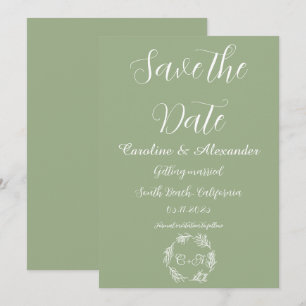 Sage Green Elegant Simple Floral Wedding Save The Date