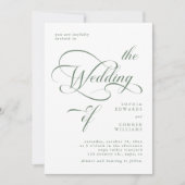 Sage Green Elegante Classy Calligraphy Wedding Kaart (Voorkant)