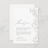 Sage Green Elegante hand getekende bloemenbruiloft Bedankkaart (Voorkant / Achterkant)