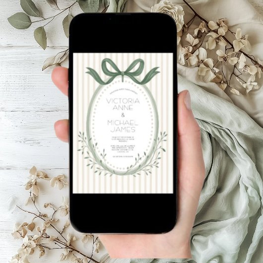 Sage Green Elegante Huwelijksuitnodiging Kaart