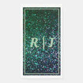 Sage Green Emerald Glitter Monogrammed Wedding Servet (Voorkant)