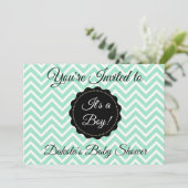 Sage Green en Black Boy Baby shower Uitnodiging (Staand voorkant)