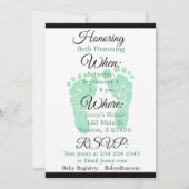 Sage Green en Black Boy Baby shower Uitnodiging (Achterkant)