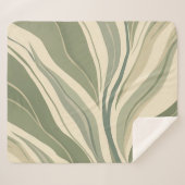 Sage Green en Cream Abstract Bladeren Patroon Sherpa Deken (Voorkant (horizontaal))