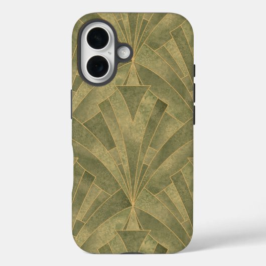 Sage Green en Gold Art Deco Patroon Case-Mate iPhone Case (Achterkant)