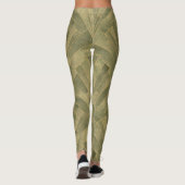 Sage Green en Gold Art Deco Patroon Leggings (Achterkant)