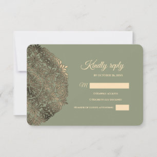 Sage Green en Gold RSVP met Elegante Aardetinten Kaartje